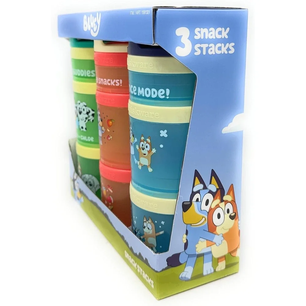 Bluey ~ Whiskware 3 snack‎ Stacks ~ BPA and Phthalate-free Dishwasher Safe